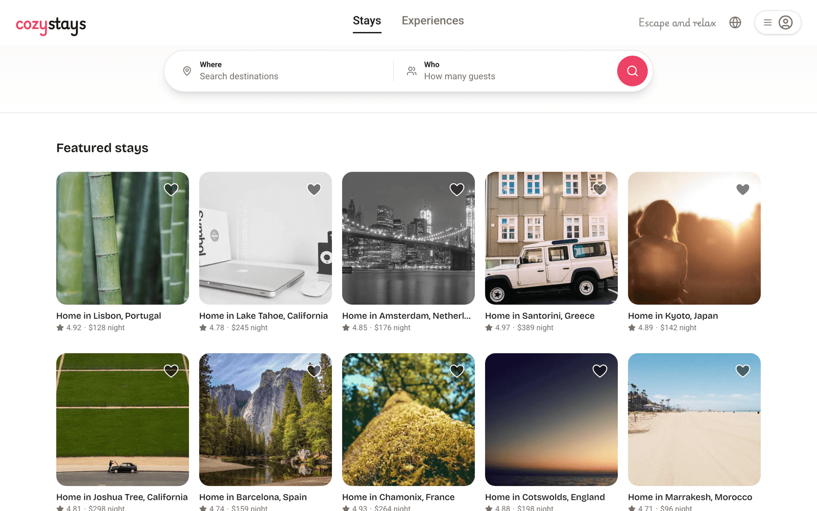 Screenshot of cozystay
